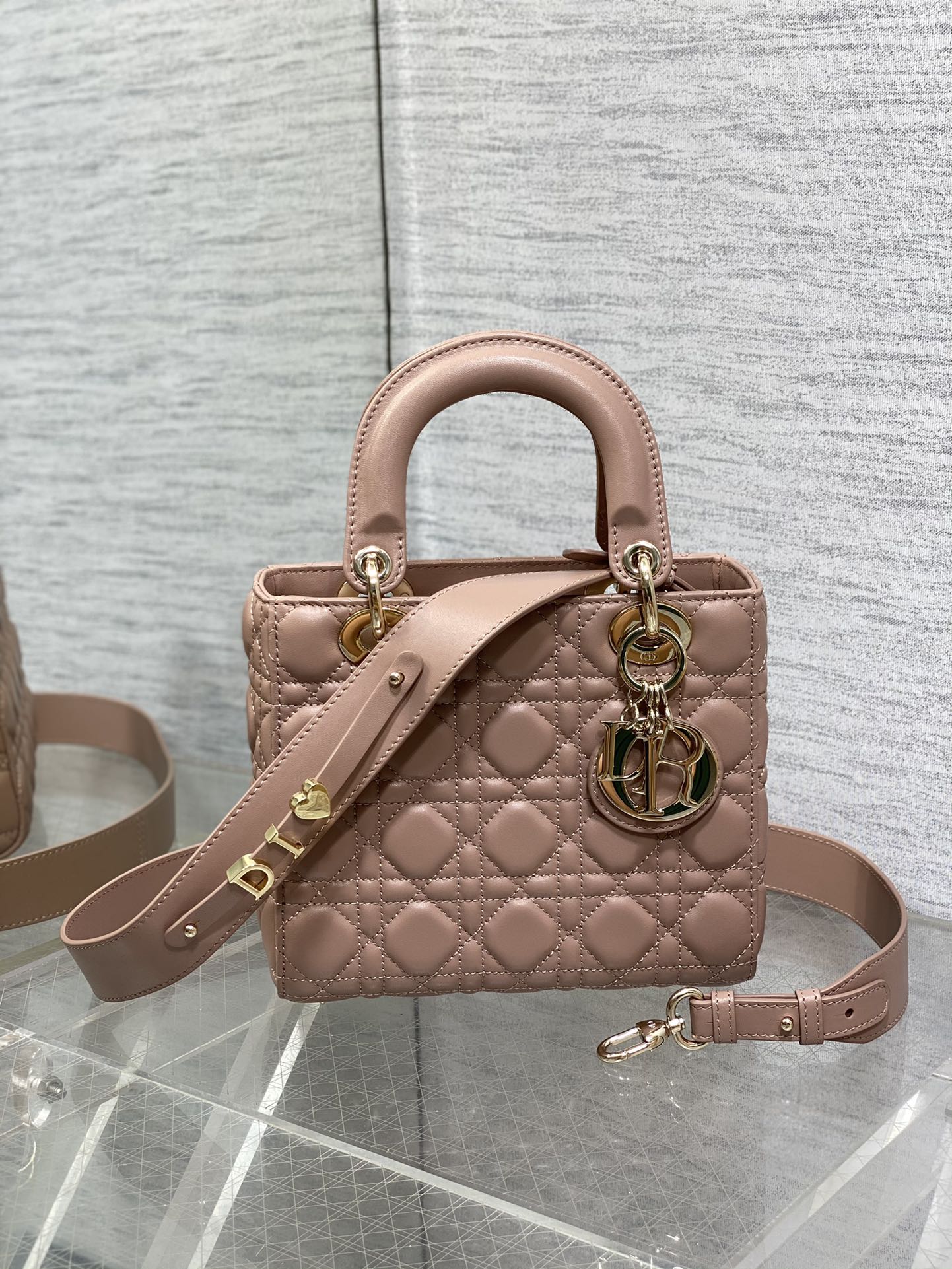 Small Lady Dior My ABCDior Bag Biscuit Cannage Lambskin